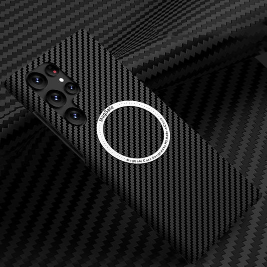 For Samsung Galaxy S23 Ultra 5G Carbon Fiber Texture MagSafe Magnetic Phone Case(Black) - Galaxy S23 Ultra 5G Cases by buy2fix | Online Shopping UK | buy2fix
