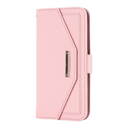 For iPhone XR Cross Texture Lanyard Leather Phone Case(Pink) - More iPhone Cases by buy2fix | Online Shopping UK | buy2fix