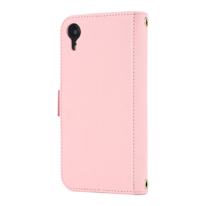 For iPhone XR Cross Texture Lanyard Leather Phone Case(Pink) - More iPhone Cases by buy2fix | Online Shopping UK | buy2fix