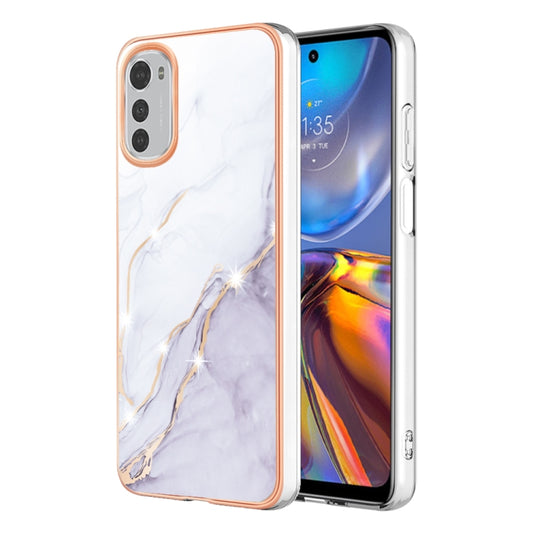 For Motorola Moto E32 4G / E32s Electroplating Marble Dual-side IMD Phone Case(White 006) - Motorola Cases by buy2fix | Online Shopping UK | buy2fix
