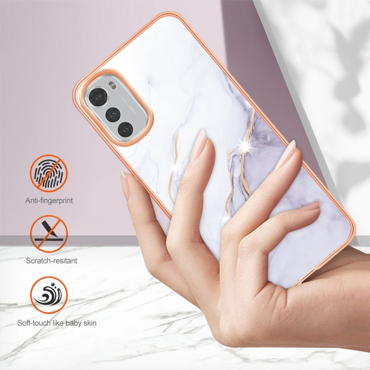 For Motorola Moto E32 4G / E32s Electroplating Marble Dual-side IMD Phone Case(White 006) - Motorola Cases by buy2fix | Online Shopping UK | buy2fix