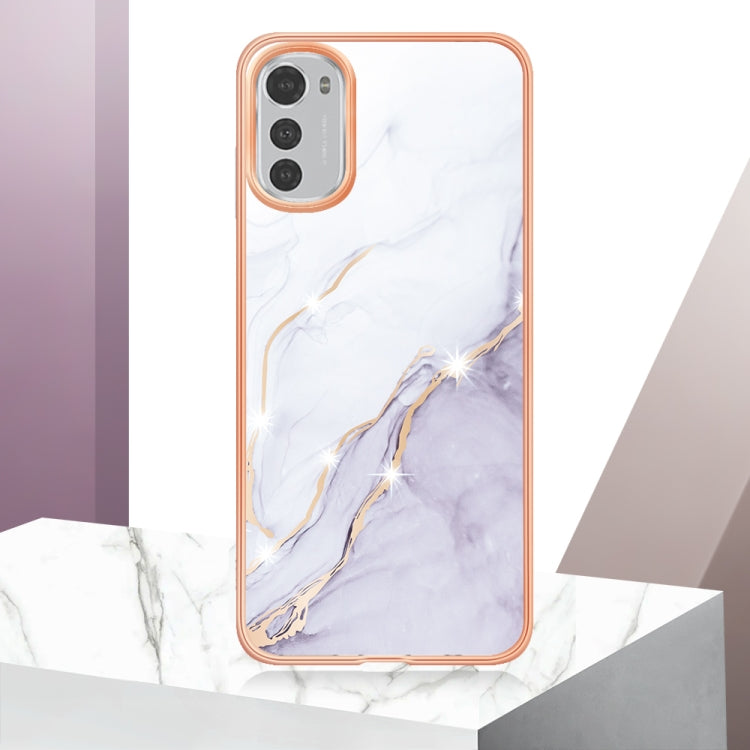 For Motorola Moto E32 4G / E32s Electroplating Marble Dual-side IMD Phone Case(White 006) - Motorola Cases by buy2fix | Online Shopping UK | buy2fix