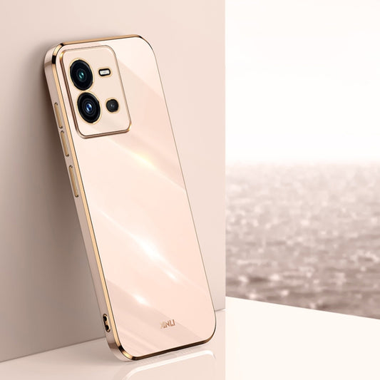 For vivo V25 XINLI Straight Edge 6D Electroplate TPU Phone Case(Pink) - vivo Cases by buy2fix | Online Shopping UK | buy2fix