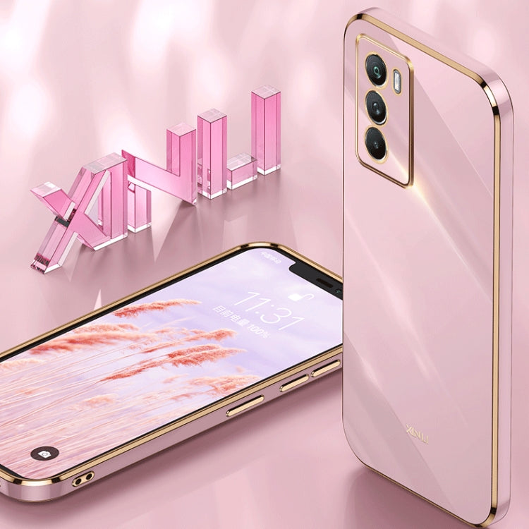 For vivo V25 XINLI Straight Edge 6D Electroplate TPU Phone Case(Pink) - vivo Cases by buy2fix | Online Shopping UK | buy2fix