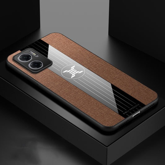 For Xiaomi Redmi Note 11E XINLI Stitching Cloth Textue Shockproof TPU Phone Case(Brown) - Xiaomi Cases by XINLI | Online Shopping UK | buy2fix