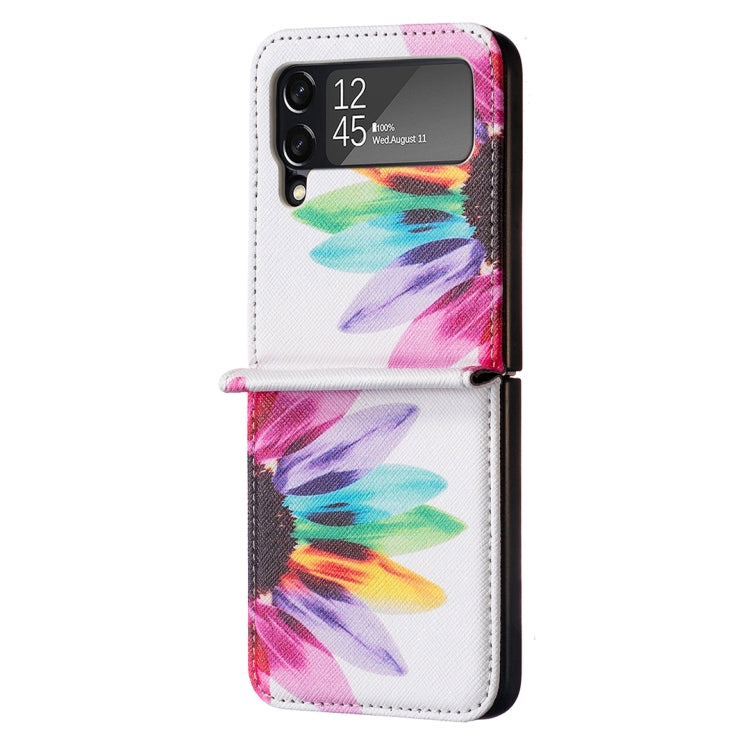 For Samsung Galaxy Z Flip3 5G Colored Drawing Invisible Magnetic Leather Phone Case(Sun Flower) by buy2fix