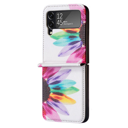 For Samsung Galaxy Z Flip3 5G Colored Drawing Invisible Magnetic Leather Phone Case(Sun Flower) by buy2fix