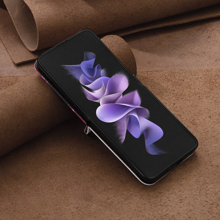 For Samsung Galaxy Z Flip3 5G Colored Drawing Invisible Magnetic Leather Phone Case(Sun Flower) by buy2fix