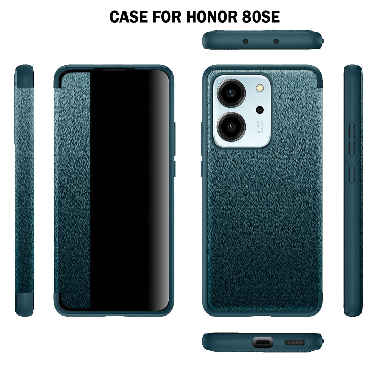 For Honor 80 SE Leather + TPU Frame Shockproof Phone Case(Black) - Honor Cases by buy2fix | Online Shopping UK | buy2fix