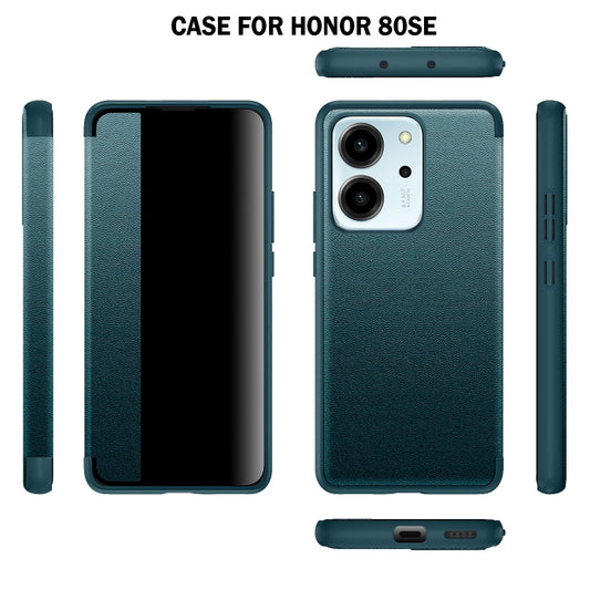 For Honor 80 SE Leather + TPU Frame Shockproof Phone Case(Black) - Honor Cases by buy2fix | Online Shopping UK | buy2fix