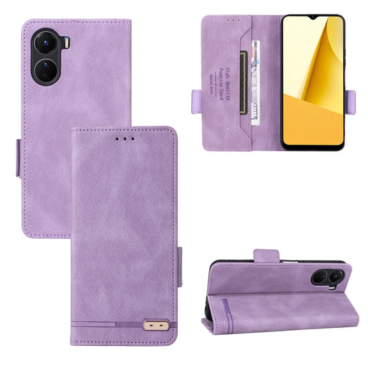 For vivo Y16 4G Magnetic Clasp Flip Leather Phone Case(Purple) - vivo Cases by buy2fix | Online Shopping UK | buy2fix