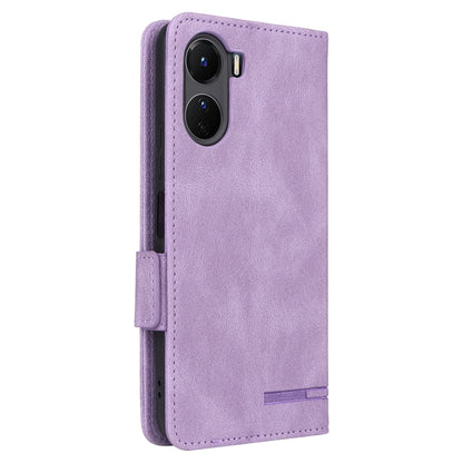 For vivo Y16 4G Magnetic Clasp Flip Leather Phone Case(Purple) - vivo Cases by buy2fix | Online Shopping UK | buy2fix