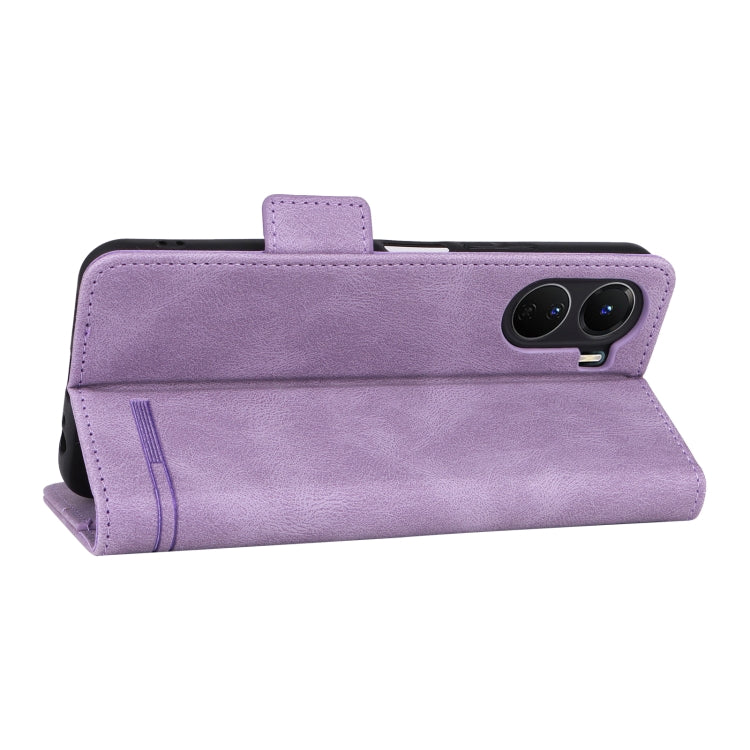 For vivo Y16 4G Magnetic Clasp Flip Leather Phone Case(Purple) - vivo Cases by buy2fix | Online Shopping UK | buy2fix