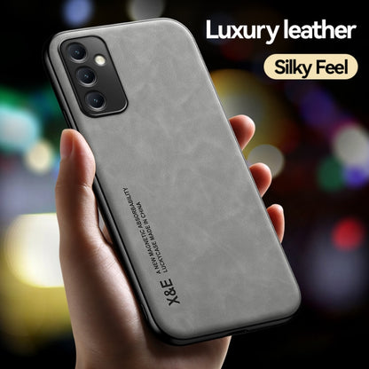 For Samsung Galaxy A14 5G Skin Feel Magnetic Leather Back Phone Case(Dark Grey) by buy2fix
