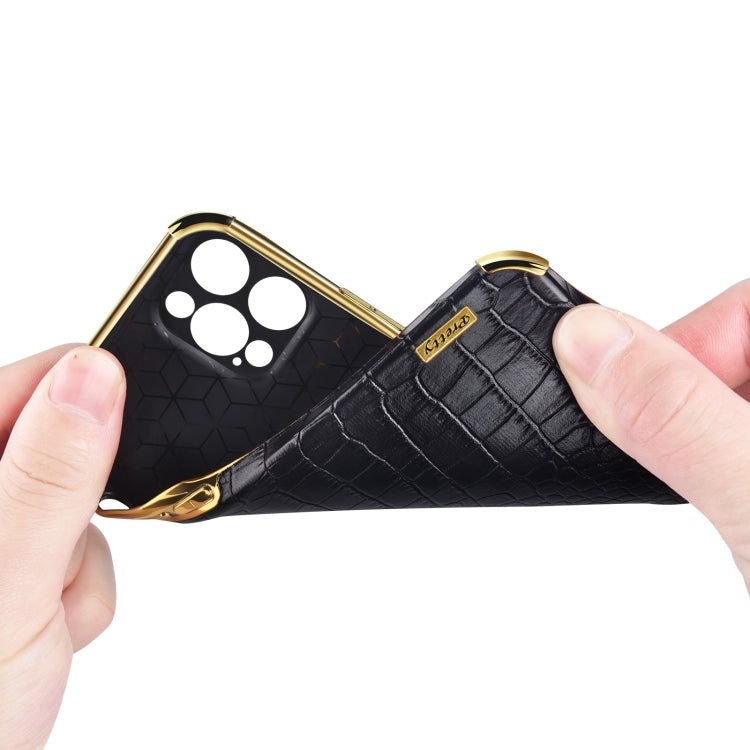 For Realme C33 6D Electroplating Crocodile Texture Phone Case With Holder(Brown) - Realme Cases by buy2fix | Online Shopping UK | buy2fix