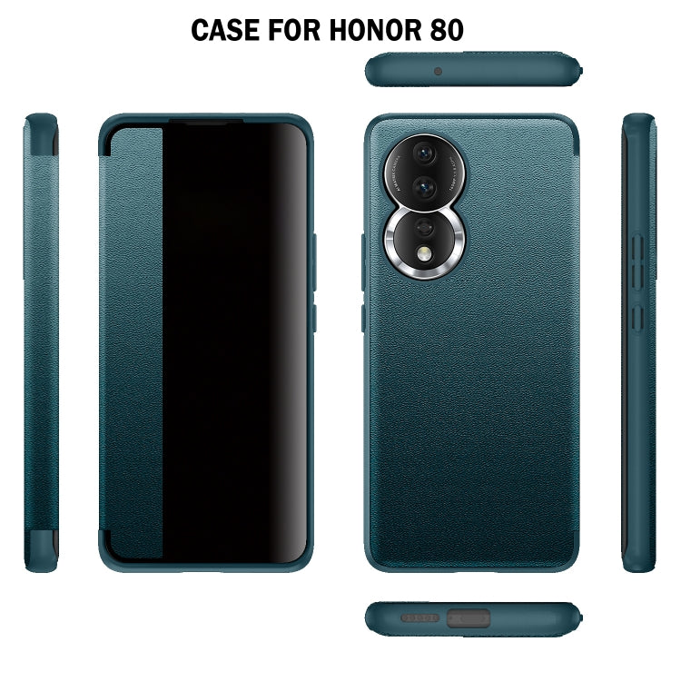 For Honor 80 Leather + TPU Frame Shockproof Phone Case(Orange) - Honor Cases by buy2fix | Online Shopping UK | buy2fix