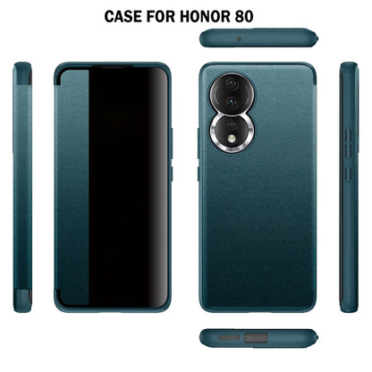 For Honor 80 Leather + TPU Frame Shockproof Phone Case(Orange) - Honor Cases by buy2fix | Online Shopping UK | buy2fix