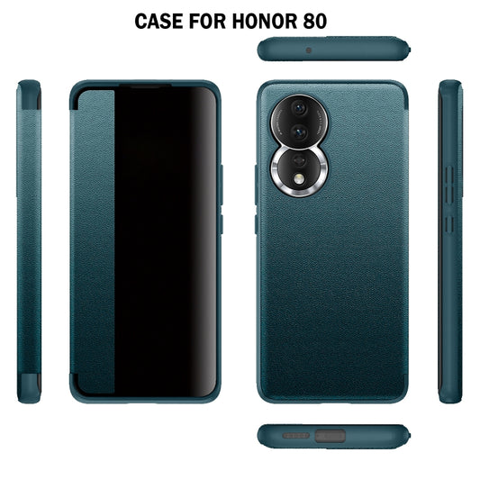 For Honor 80 Leather + TPU Frame Shockproof Phone Case(Orange) - Honor Cases by buy2fix | Online Shopping UK | buy2fix