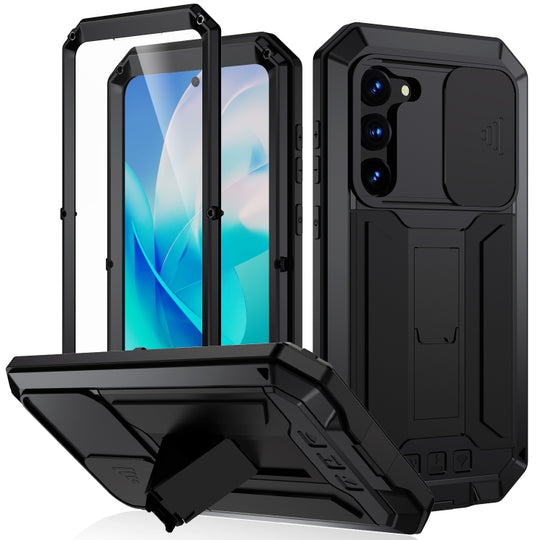 For Samsung Galaxy S23 5G R-JUST Sliding Camera Design Life Waterproof Dustproof Shockproof Phone Case(Black)