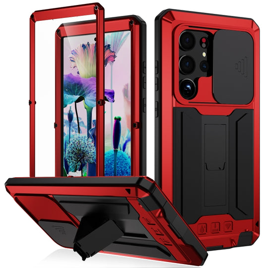 For Samsung Galaxy S23 Ultra 5G R-JUST Sliding Camera Design Life Waterproof Dustproof Shockproof Phone Case(Red)