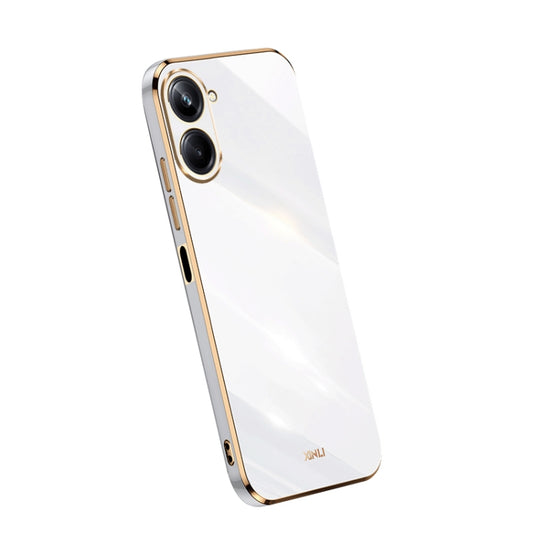 For Realme 10 4G XINLI Straight Edge 6D Electroplate TPU Phone Case(White) - Realme Cases by XINLI | Online Shopping UK | buy2fix