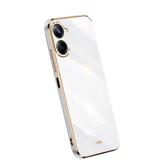 For Realme 10 4G XINLI Straight Edge 6D Electroplate TPU Phone Case(White)