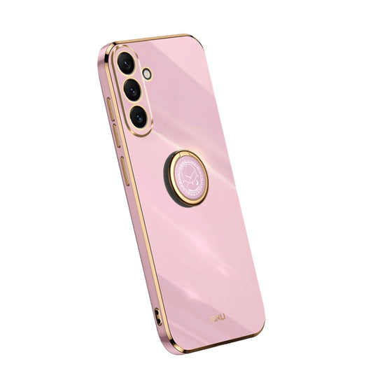 For Samsung Galaxy A54 5G XINLI Straight Edge Electroplate TPU Phone Case with Ring(Cherry Purple) - Galaxy Phone Cases by XINLI | Online Shopping UK | buy2fix