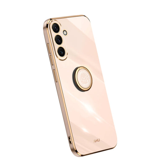 For Samsung Galaxy A54 5G XINLI Straight Edge Electroplate TPU Phone Case with Ring(Pink) - Galaxy Phone Cases by XINLI | Online Shopping UK | buy2fix