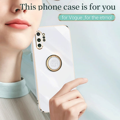 For Samsung Galaxy Note10+ XINLI Straight Edge Electroplate TPU Phone Case with Ring(Pink) - Galaxy Phone Cases by XINLI | Online Shopping UK | buy2fix