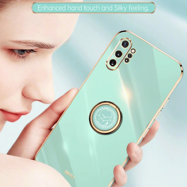 For Samsung Galaxy Note10+ XINLI Straight Edge Electroplate TPU Phone Case with Ring(Pink) - Galaxy Phone Cases by XINLI | Online Shopping UK | buy2fix