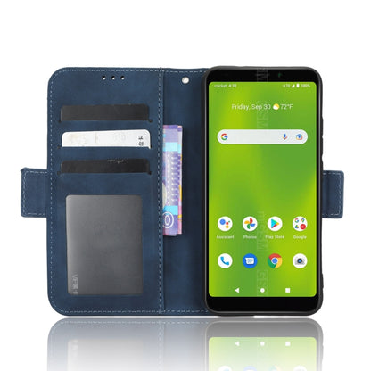 For Cricket Debut Smart Skin Feel Calf Texture Card Slots Leather Phone Case(Blue) - More Brand by buy2fix | Online Shopping UK | buy2fix