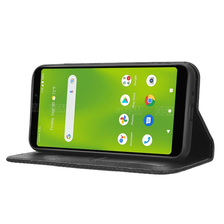 For Cricket Debut Smart Magnetic Buckle Retro Texture Leather Phone Case(Black) - More Brand by buy2fix | Online Shopping UK | buy2fix