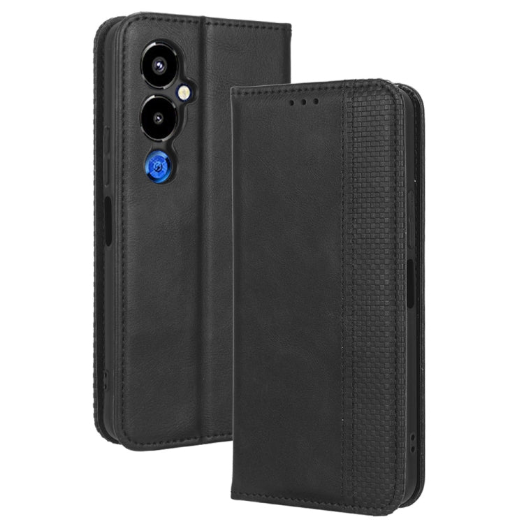 For Tecno Pova 4 Pro Magnetic Buckle Retro Texture Leather Phone Case(Black) by buy2fix