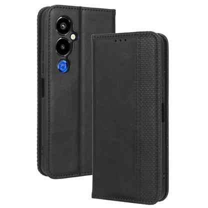 For Tecno Pova 4 Pro Magnetic Buckle Retro Texture Leather Phone Case(Black) by buy2fix