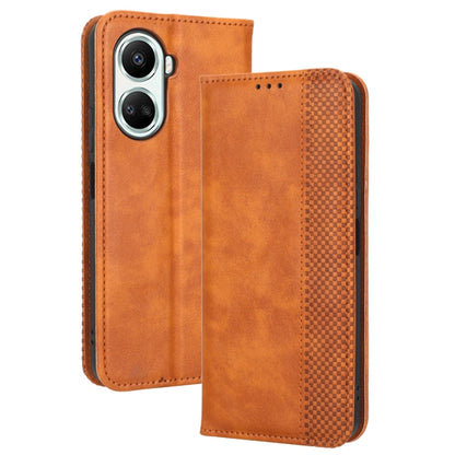 For Huawei nova 10 SE Magnetic Buckle Retro Texture Leather Phone Case(Brown) - Huawei Cases by buy2fix | Online Shopping UK | buy2fix