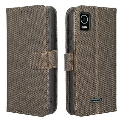 For Cricket Debut Smart Diamond Texture Leather Phone Case(Brown) - More Brand by buy2fix | Online Shopping UK | buy2fix