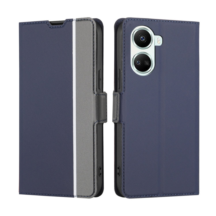 For Huawei nova 10 SE Twill Texture Side Buckle Leather Phone Case(Blue) - Huawei Cases by buy2fix | Online Shopping UK | buy2fix