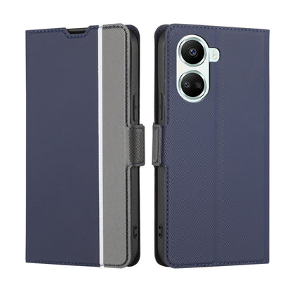 For Huawei nova 10 SE Twill Texture Side Buckle Leather Phone Case(Blue) - Huawei Cases by buy2fix | Online Shopping UK | buy2fix