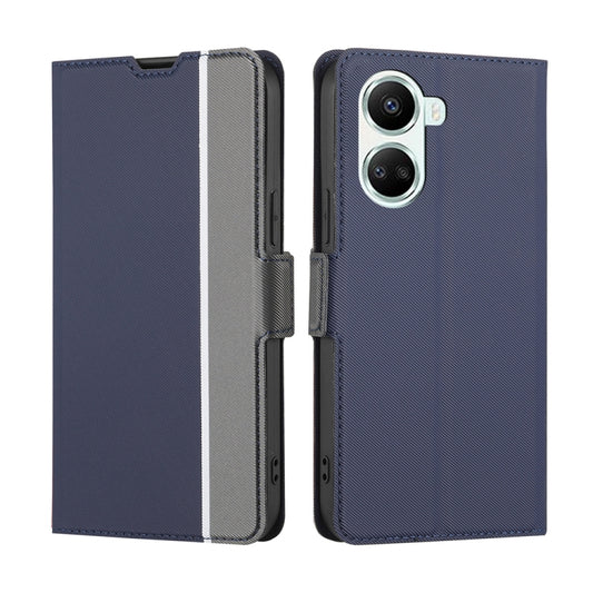 For Huawei nova 10 SE Twill Texture Side Buckle Leather Phone Case(Blue) - Huawei Cases by buy2fix | Online Shopping UK | buy2fix