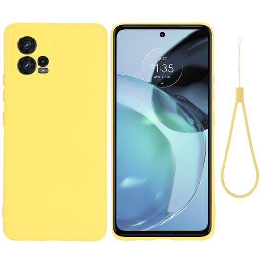 For Motorola Moto G72 Pure Color Liquid Silicone Shockproof Full Coverage Phone Case(Yellow) - Motorola Cases by buy2fix | Online Shopping UK | buy2fix