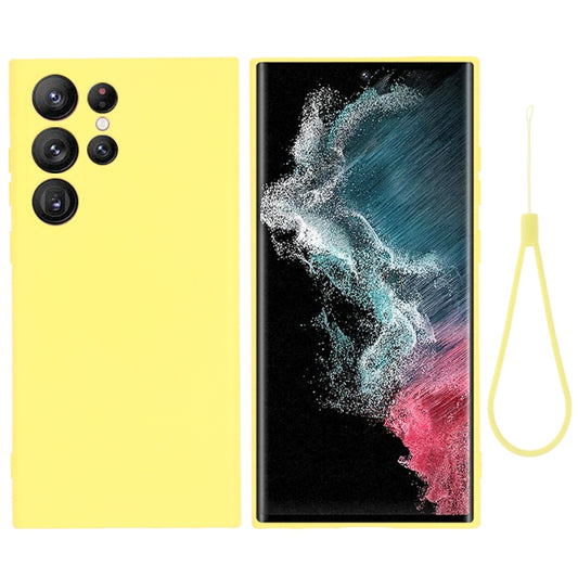 For Samsung Galaxy S23 Ultra 5G Pure Color Liquid Silicone Shockproof Full Coverage Phone Case(Yellow) - Galaxy S23 Ultra 5G Cases by buy2fix | Online Shopping UK | buy2fix