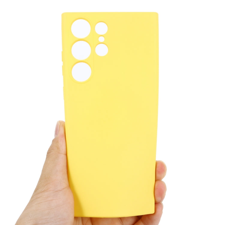 For Samsung Galaxy S23 Ultra 5G Pure Color Liquid Silicone Shockproof Full Coverage Phone Case(Yellow) - Galaxy S23 Ultra 5G Cases by buy2fix | Online Shopping UK | buy2fix