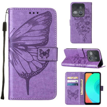 For Infinix Smart 7 X6515 Embossed Butterfly Flip Leather Phone Case(Purple) by buy2fix