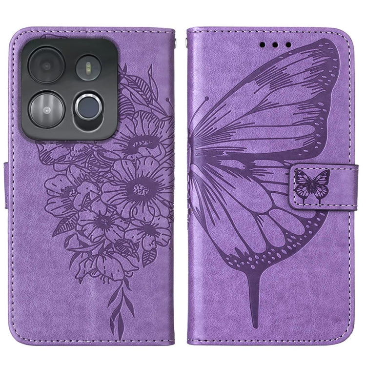 For Infinix Smart 7 X6515 Embossed Butterfly Flip Leather Phone Case(Purple) by buy2fix