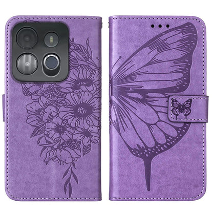 For Infinix Smart 7 X6515 Embossed Butterfly Flip Leather Phone Case(Purple) by buy2fix