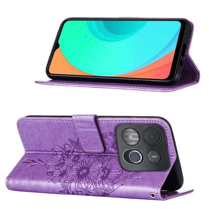 For Infinix Smart 7 X6515 Embossed Butterfly Flip Leather Phone Case(Purple) by buy2fix