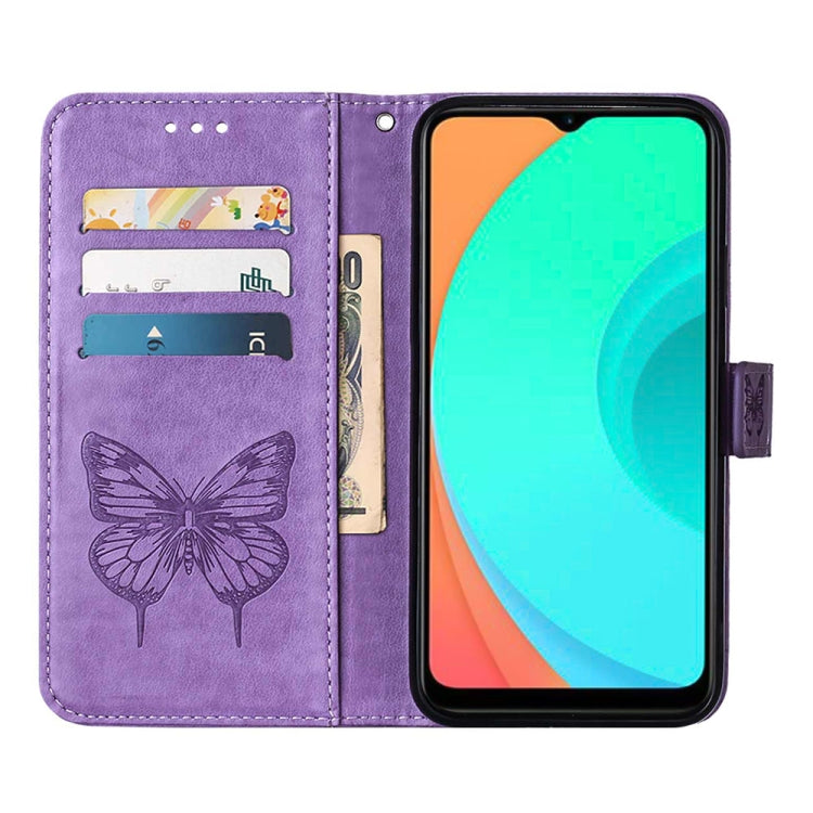 For Infinix Smart 7 X6515 Embossed Butterfly Flip Leather Phone Case(Purple) by buy2fix