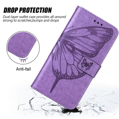 For Infinix Smart 7 X6515 Embossed Butterfly Flip Leather Phone Case(Purple) by buy2fix