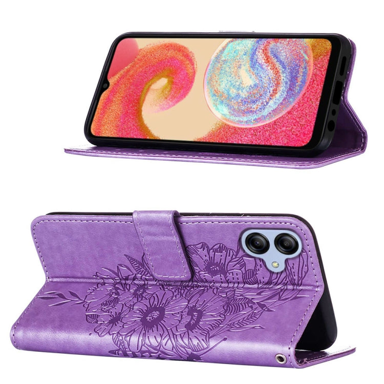 For Samsung Galaxy A04e Embossed Butterfly Flip Leather Phone Case(Purple) by buy2fix