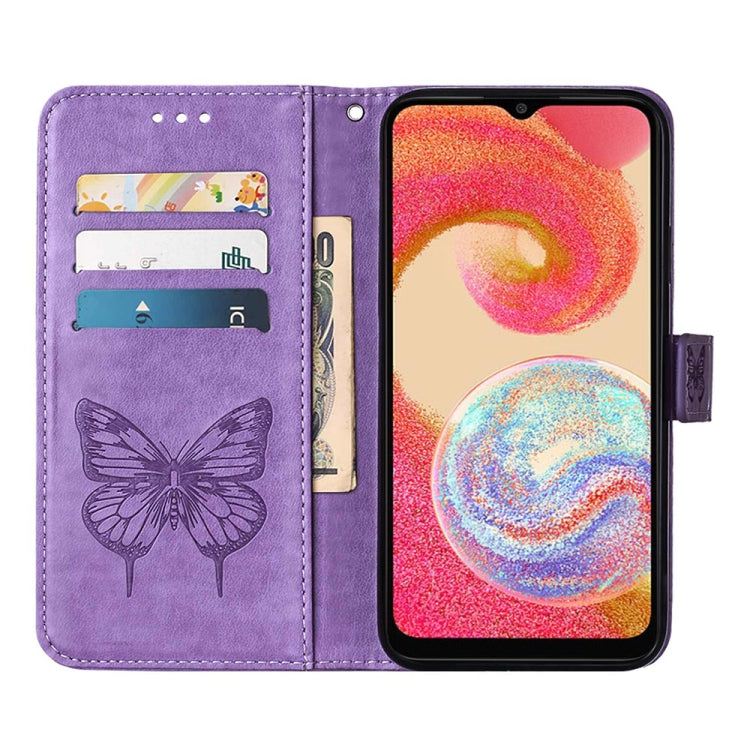 For Samsung Galaxy A04e Embossed Butterfly Flip Leather Phone Case(Purple) by buy2fix